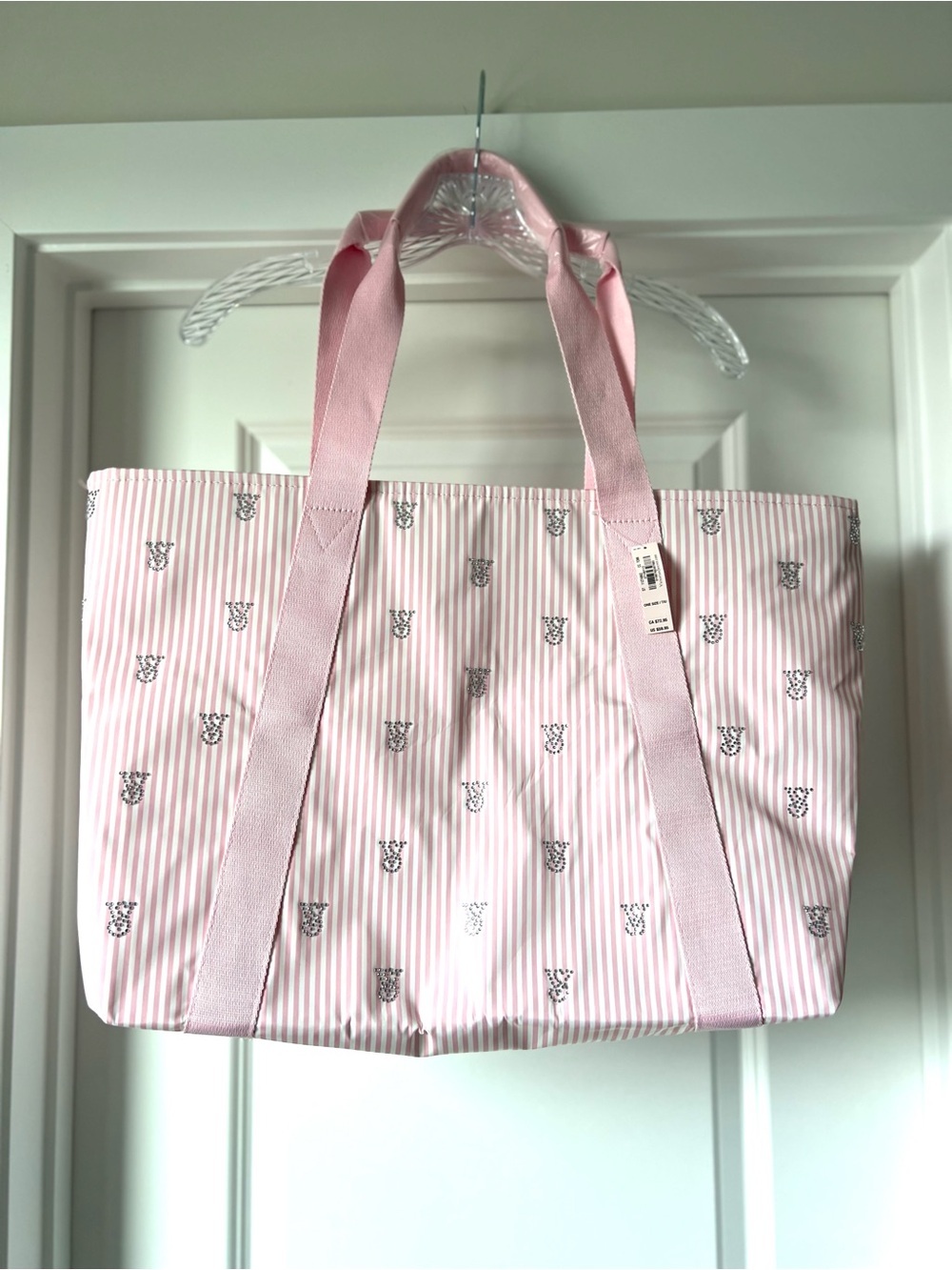Victoria's Secret Pink Striped Logo Tote
